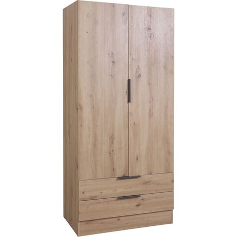 Armoire en chêne avec 2 portes et 2 tiroirs 82x46x184