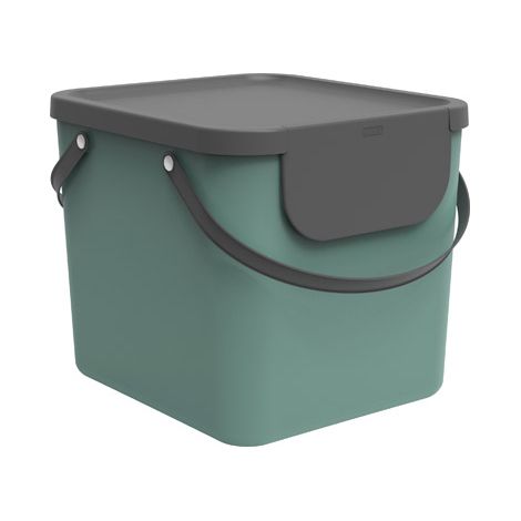 Rotho Albula - Sistema de Separación de Residuos 40 L para la Cocina, Plástico (PP) sin BPA, Verde Oscuro/Gris Antracita, 40 L (40.0 x 35.8 x 34.0 cm)