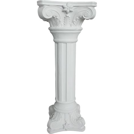Relaxdays columna griega 85x32x32 cm, soporte plantas, decoración jardín, resistente heladas, piedra artificial, blanco