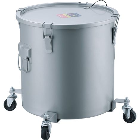 Bac de récupération d'huile de friture 38 L, chariot de transport d'huile en acier au carbone avec revêtement antirouille, couvercle, clips de verrouillage, sac filtrant, base roulante, gris (1/5)