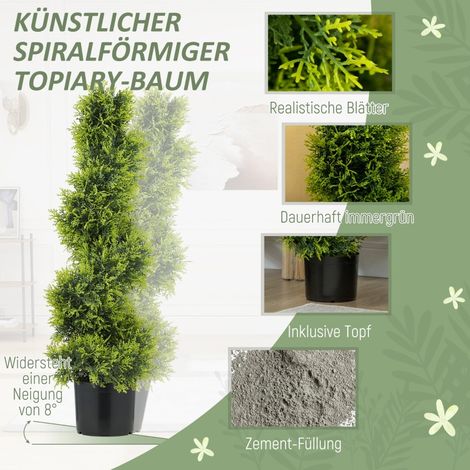 Cyprès artificiel 90cm, topiaire spirale, fausse plante plastique en pot, déco intérieure moderne (1/5)