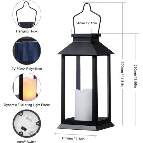 Lanternes à énergie solaire avec led, bougie sans flamme, lanternes suspendues pour jardin extérieur, décoratives pour Table et fête dans le jardin (1/5)