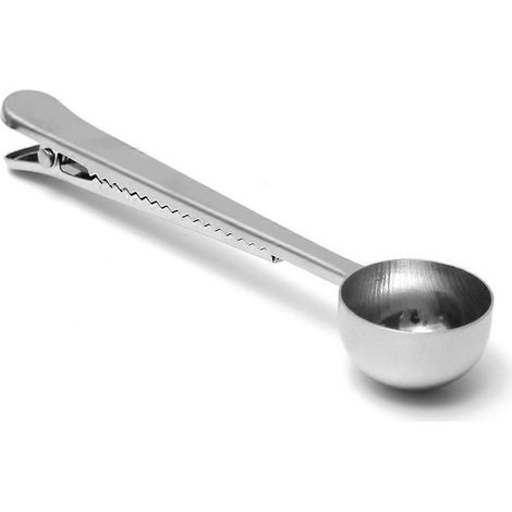 Cuillère à café/thé en acier inoxydable avec clip pour sachet, cuillère à soupe doseuse, cuillère à soupe pour lait et poudre-16.00X3.70X2.50CM-Silver (1/3)