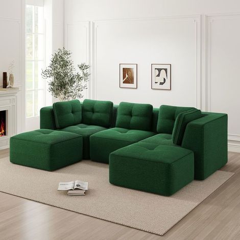 Canapé Modulable structure modulaire ottomane assise profonde sans montage vert sans cadre (1/5)