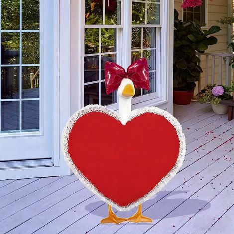 Costume Pour Oie De Jardin - Déguisement En Feutrine Avec Cœur Et Nœud - Décoration Extérieure Pour Pelouse Patio Porte D'Entrée - 1 Pièce (1/5)