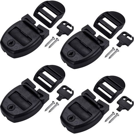 Lntyq 4 Set Hot Tub Cover Clips, kit de réparation de couverture de spa, kit de réparation de loquet de remplacement avec fente, 4 glissières, 4 clés avec 8 vis, loquets Clip Lock (1/5)