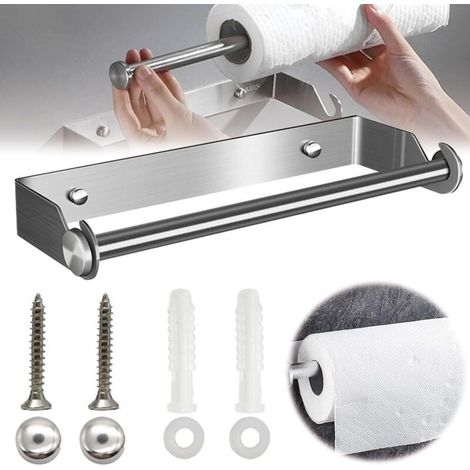 Lntyq Porte Essuie Tout Mural, Derouleur Essuie Tout, Porte Sopalin Mural Acier Inoxydable Porte Rouleau Papier Support Essuie Tout Supports pour Papier pour Cuisine Salle De Bain 28cm Argent