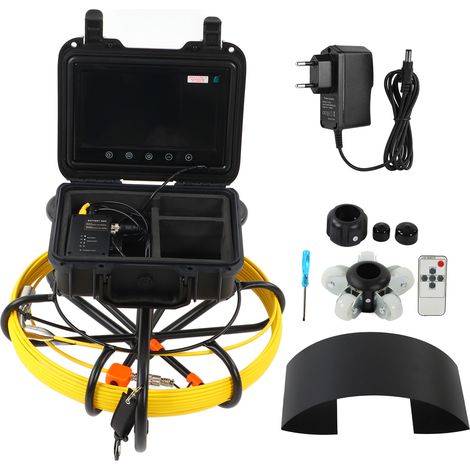 Caméra d'inspection de tuyaux LCD 9 pouces, endoscope vidéo IP68 étanche, usage domestique et industriel, 100-240V prise UE, câble 20m/65,6ft (1/5)