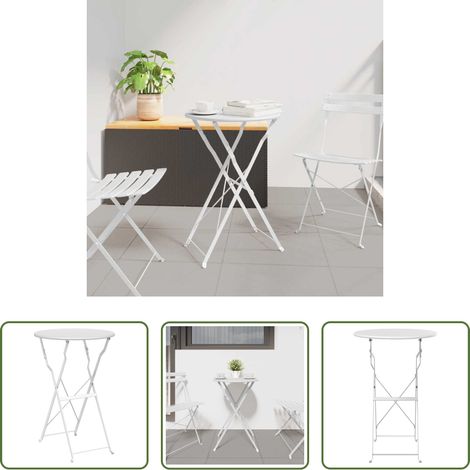Table extérieure - Table bistrot Blanc Ø 50 x 71 cm Acier revêtu de poudre (1/5)