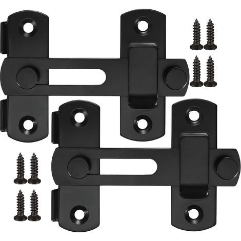 2 serrures et loquets de porte de grange coulissante à 180 °, loquet de porte noir, porte pour animaux de compagnie, salle de bain, garage, fenêtre. (1/5)
