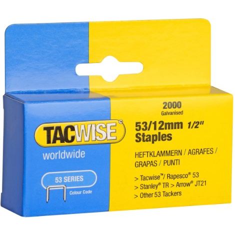 Tacwise 0337 Punti Galvanizzati, Tipo 53/12 mm, Confezione da 2000 (1/2)