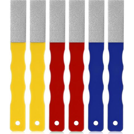 Ensemble de 6 pierres à aiguiser diamantées à code couleur, limes plates et couteaux pour la chasse et l'extérieur