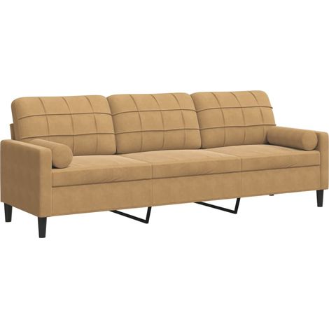 Canapé 3 places,Sofa pour Salon,Banquette avec oreillers décoratifs marron 210 cm velours CFW838022 (1/5)