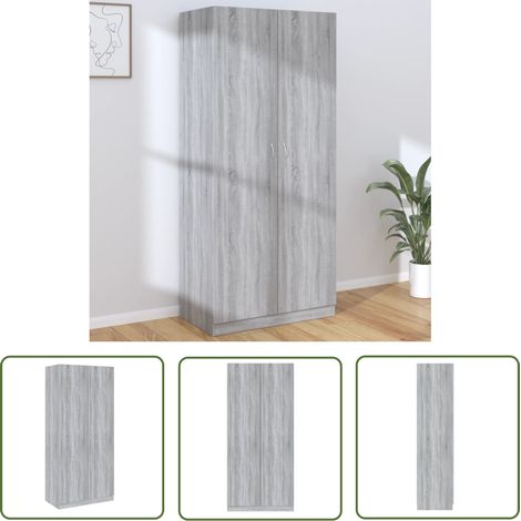 Garde-robe Design moderne, Armoire Etagère de rangement, Sonoma gris 90x52x200 cm Bois d'ingénierie OIB3307E (1/5)