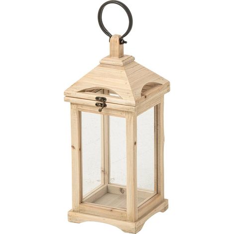 Lanterne en Bois "Chamonix" 44cm Naturel (1/3)
