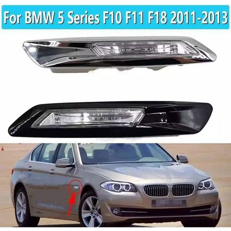 Lampada di direzione per BMW Serie 5 F10 F11 F18 2010-2017, luce laterale anteriore, nero lucido, sinistra e destra (1/2)