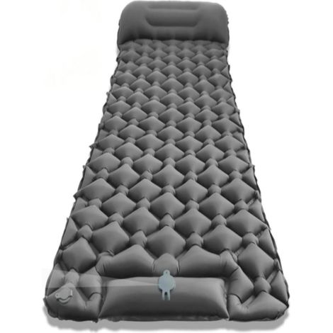 Tapis de camping gonflable, tapis de sol gonflable automatique, en TPU moulé avec repose-tête, pour tente de camping, matelas de couchage, matelas de voyage léger, pour randonnée et camping (gris) (1/5)