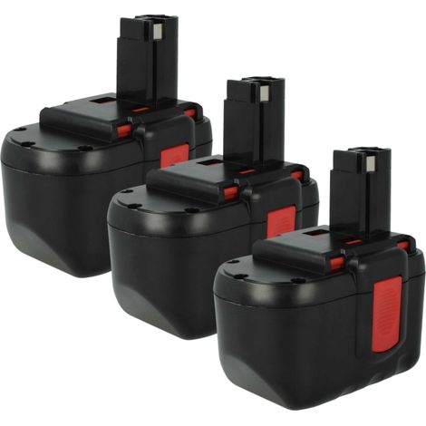 vhbw 3x Batterie compatible avec Bosch PSB 24VE-2, SAW 24V, GSR 24VE-2, GST 24V outil électrique (3000 mAh, NiMH, 24 V)