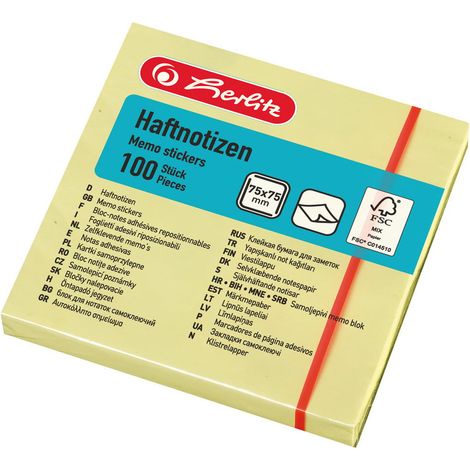 herlitz Haftnotizen 100 Blatt 75 x 75mm Haftnotizen