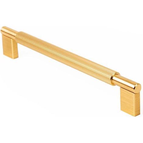 tirador aluminio modelo arpa acabados efecto inox, laton cepillado, negro cepillado acabado laton cepillad dist. agujero dist. 192mm.