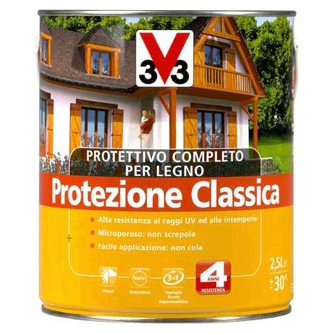 V33 Protettivo Completo Legno Protezione Classica Colore Noce scuro 750 ML