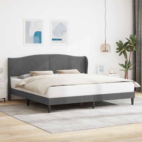 vidaXL Cadre de lit avec tête de lit Gris foncé 180 x 200 cm Velours (1/5)