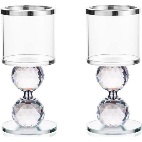 Pilier en Verre Cristal Bougeoir en Verre Transparent avec Couvercles en Verre pour DéCoration de PièCe MaîTresse de Table 15Cm (1/4)