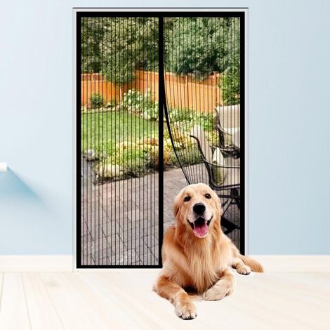 Moustiquaire magnétique noire 160x220 cm, rideau de porte autofermant (1/4)