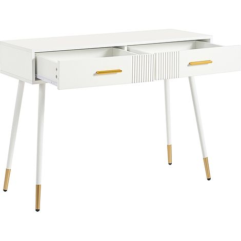 Tocador blanco con 2 cajones y patas metálicas 100 x 40 x 76 cm (1/5)