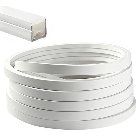Profilé LED en silicone blanc, rail LED flexible, pour panneaux acoustiques, avec embouts et clips de montage, étanche, pour lumière néon homogène, 12 x 12 mm, 6 m (1/5)