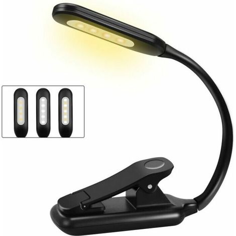Lampe de Lecture, Rechargeable Liseuse Lampe Clip 9 LED, 3 Mode Luminosité (Blanc Froid&Chaud), 360° Cou Flexible, lampe de lecture pour lire au lit, Pince Lampe Livre pour Lecture Nocturne Voyages No (1/5)