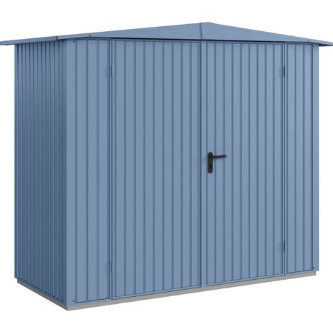 Hörmann Metall-Gerätehaus Berry Classic mit Satteldach Typ 1, 259 x 121 cm, taubenblau, 3,1 m², 2-flüglige Tür (1/5)