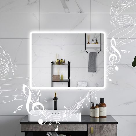 Aica SPECCHIO DA BAGNO A LED CON BLUETOOTH 80 X 60 CM, 3 COLORI DI LUCE REGOLABILI, TASTI A SFIORAMENTO (1/5)