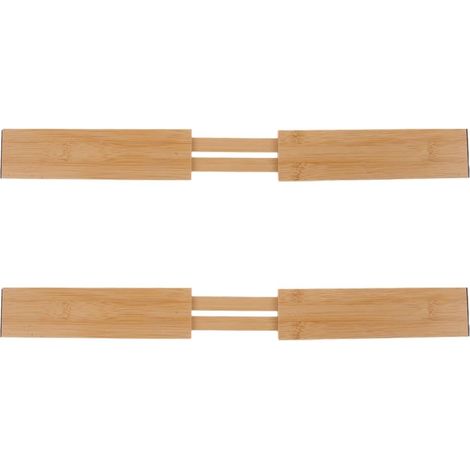 Séparateur de Tiroir Extensible en Bambou 2pcs Cuisine, Organiseur à Couverts Simple Design, Pratique et Ajustable pour Maison - (1/5)
