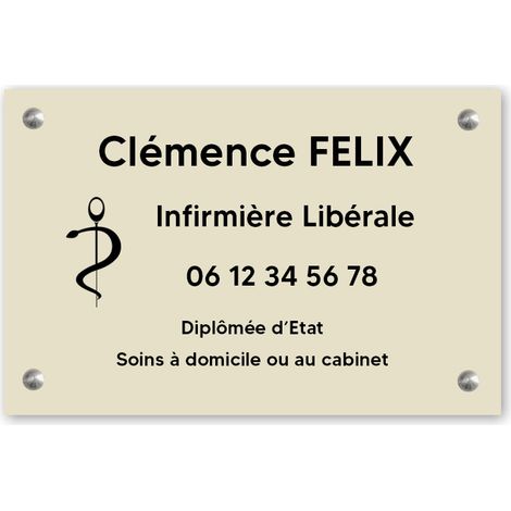 Plaque professionnelle personnalisée avec logo pour infirmière libérale - Plaque PVC - Format 30 cm x 20 cm