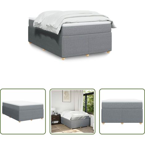 vidaXL Surmatelas - Sommier à lattes de lit et matelas gris clair 120x190 cm tissu (1/5)