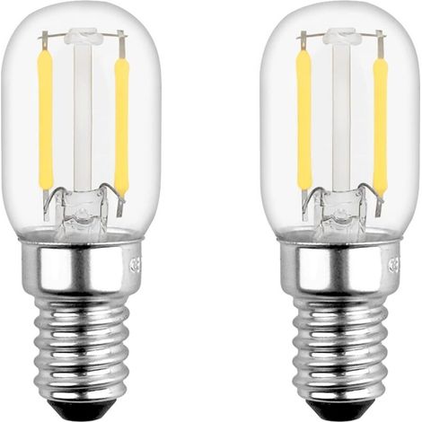 E14 1W LED Refrigerator Light Bulb, T22, 15W E14 Incandescent Bulb Equivalent, Warm White 2700K, 230V, Small E14 LED for Refrigerator/Salt Lamp/Night Light for Kids, 2 Pack [Energy Class F]