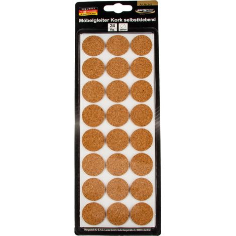 MASTERPROOF PROFESSIONAL Möbelgleiter Ø 28 mm, Kork, selbstklebend 24 Stück (1/3)
