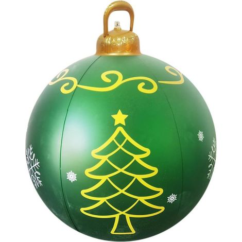 Boule de Noël gonflable géante de 60 cm - Décoration de Noël gonflable géante pour l'extérieur - Modèle E (avec lumière) (1/5)