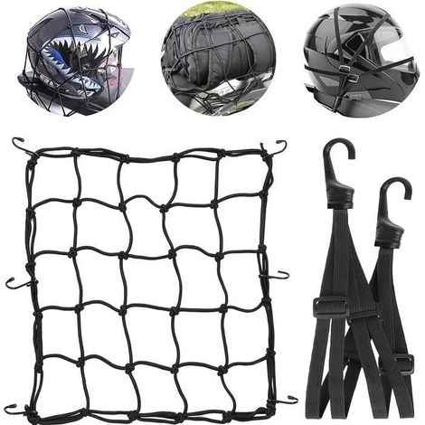 Filet à Bagages - 40x40 cm - 2 pièces - Noir - Pour Moto et Vélo (1/4)