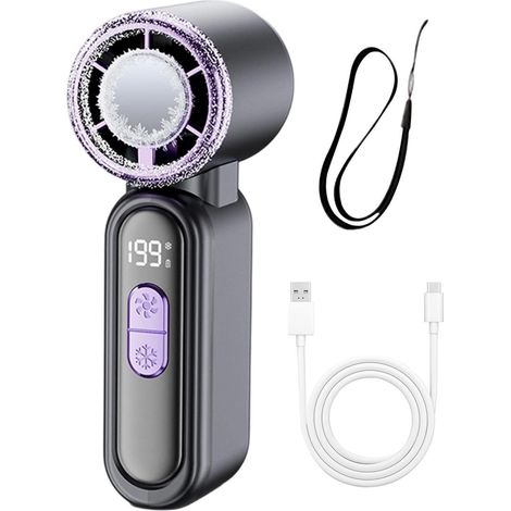 Ventilateur électrique à main – Vent fort réglable – Portable rechargeable,mini brise-vent USB,pour voyage,pique-nique,école,trajet,plage,dortoir,étudiants,garçons,filles – Gris (1/5)