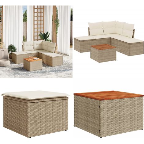Salon de jardin avec coussins 6 pcs beige résine tressée - Ensemble Salon De Jardin - Mobilier De Jardin - Salon Extérieur - Résine Tressée - Rotin Synthétique - Home & Living (1/5)