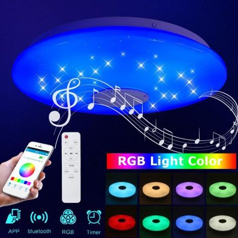 Plafonnier LED - 72 W - Bluetooth Musique RGB - Télécommande Incluse - Diamètre 40 cm - Pour Salon Chambre (1/4)