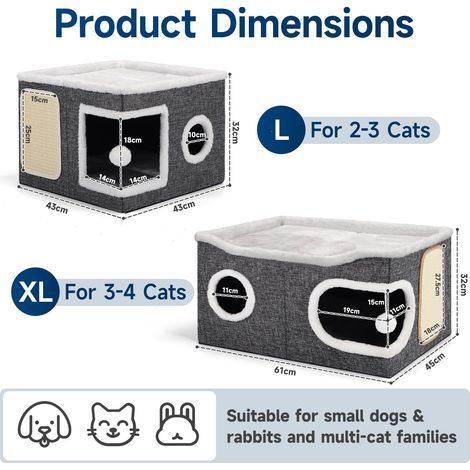 Maison pour chat pliable 3 en 1 avec griffoir et coussin réversible (1/5)