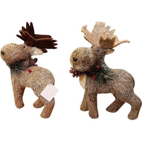 Weihnachtsschmuck aus Stroh, Elch-Figur, handgefertigt, für Zuhause, Weihnachten, Partys und Bastelarbeiten