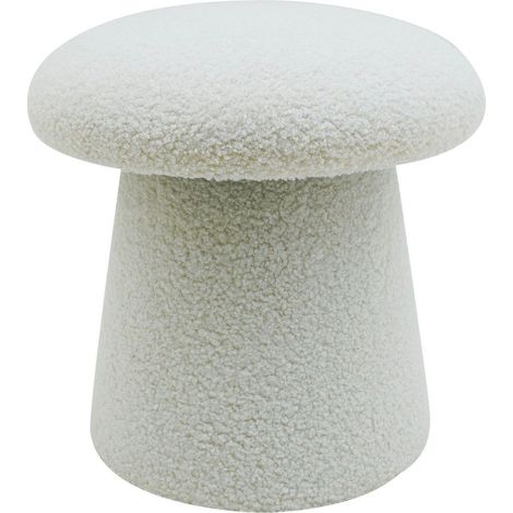 Marvin Pouf in Tessuto Teddy Morbido MUSHY Poggiapiedi Sgabello Imbottito di Design Moderno a Fungo per Camera da Letto, Soggiorno Bianco (1/4)