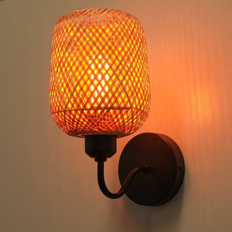 Rétro Applique Murale Intérieur Lampe Murale en Bambou E27 Applique de Mur Style Chinois ZenDao pour Salon Couloir Balcon Entrée Escalier 1PCS (1/5)