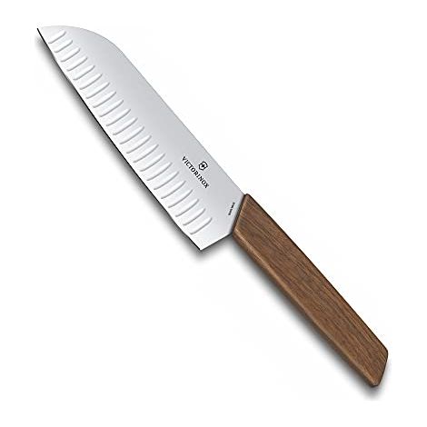 Victorinox, Swiss Modern, coltello Santoku in confezione regalo, 17 cm, in legno di noce, confezione regalo (1/4)