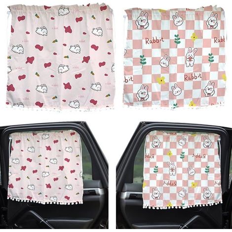2Pcs Pare Soleil Voiture Bébé,Protege Soleil Voiture Bebe Ventouse,Chaussette Voiture Soleil Protection UV,Lapin Mignon Cache (1/4)