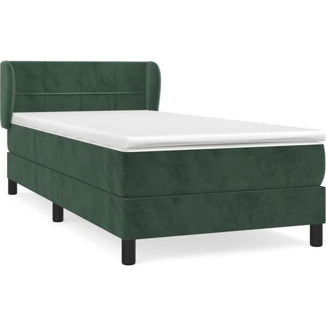 Lit simple,Lit adulte,Sommier à lattes de lit et matelas Vert foncé 80x200 cm Velours CFW9534940 (1/5)